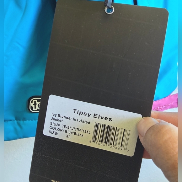 NWT!! Tipsy Elves, Icy Blunder Insulated Jacket, Blue/Black, Size XL, MSRP $190 - Picture 7 of 16